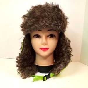 New Green Roadpro Canyon Outfitters Trooper Hat w/ Faux Fur Ear Flaps Chin Strap